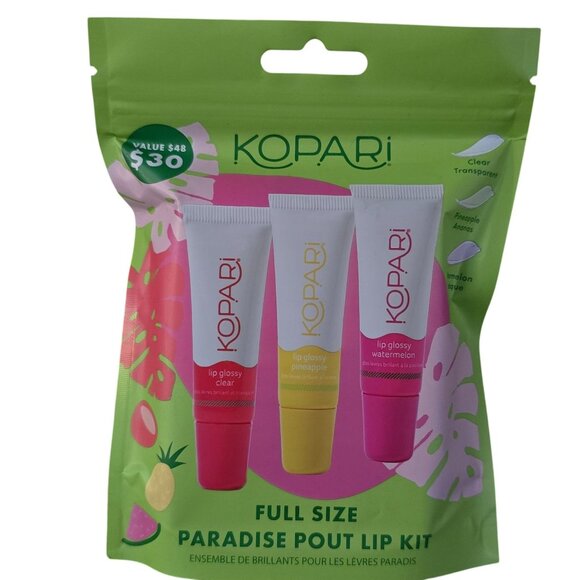 Kopari Paradise Pout Lip Kit - Full Size Set Of 3 Glossy Lip Balms - Picture 3 of 4